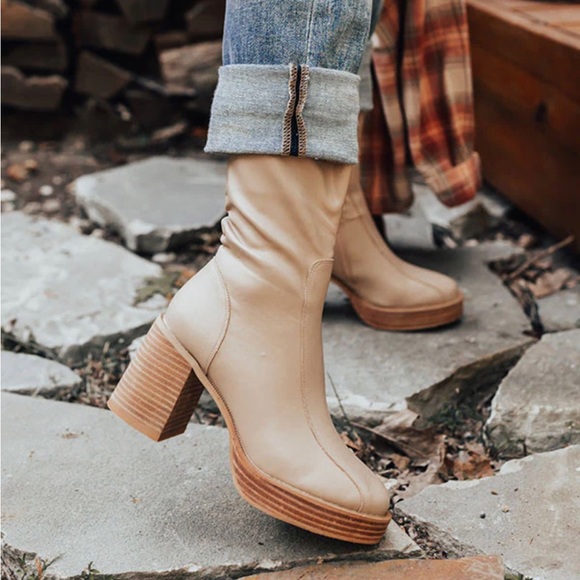 Few left ! Alexandra Platform Ankle Boots - Warm Taupe - Picture 5 of 9